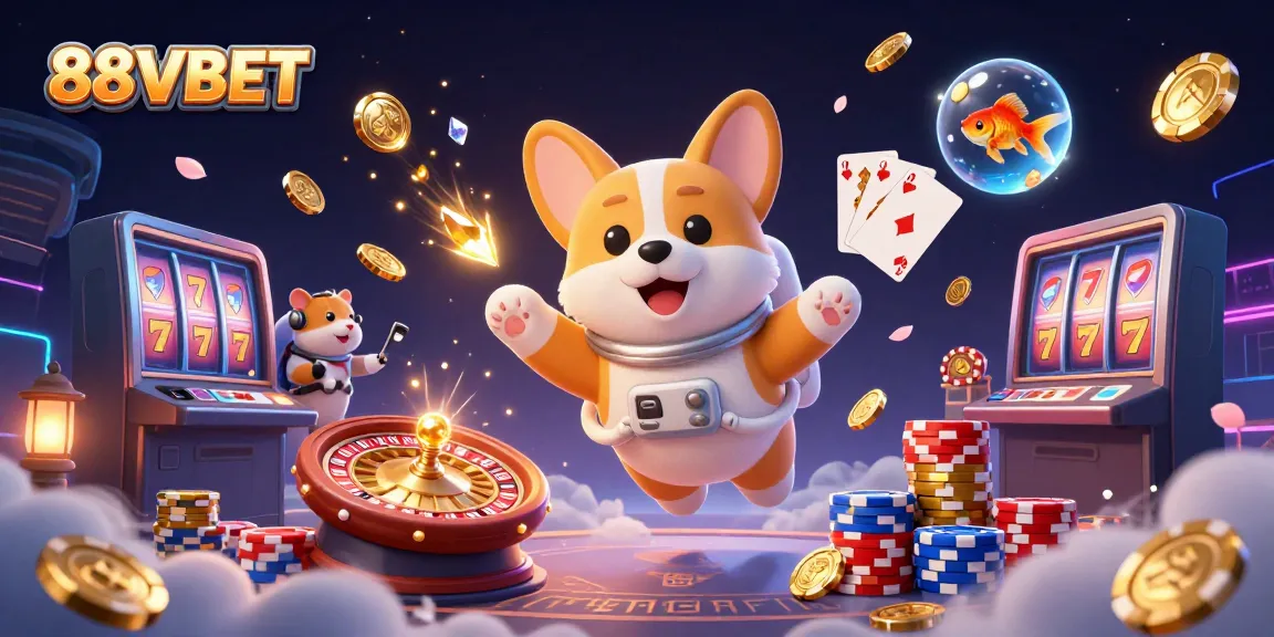 Experience the excitement at 88VBET with floating coins and lively gaming action.